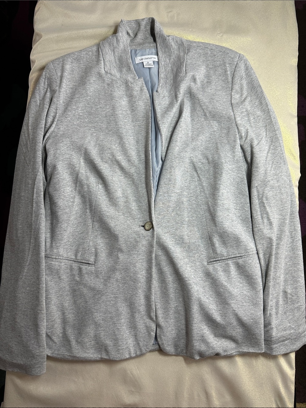 Liz Claiborne Light Gray Single-Button Knit Blazer